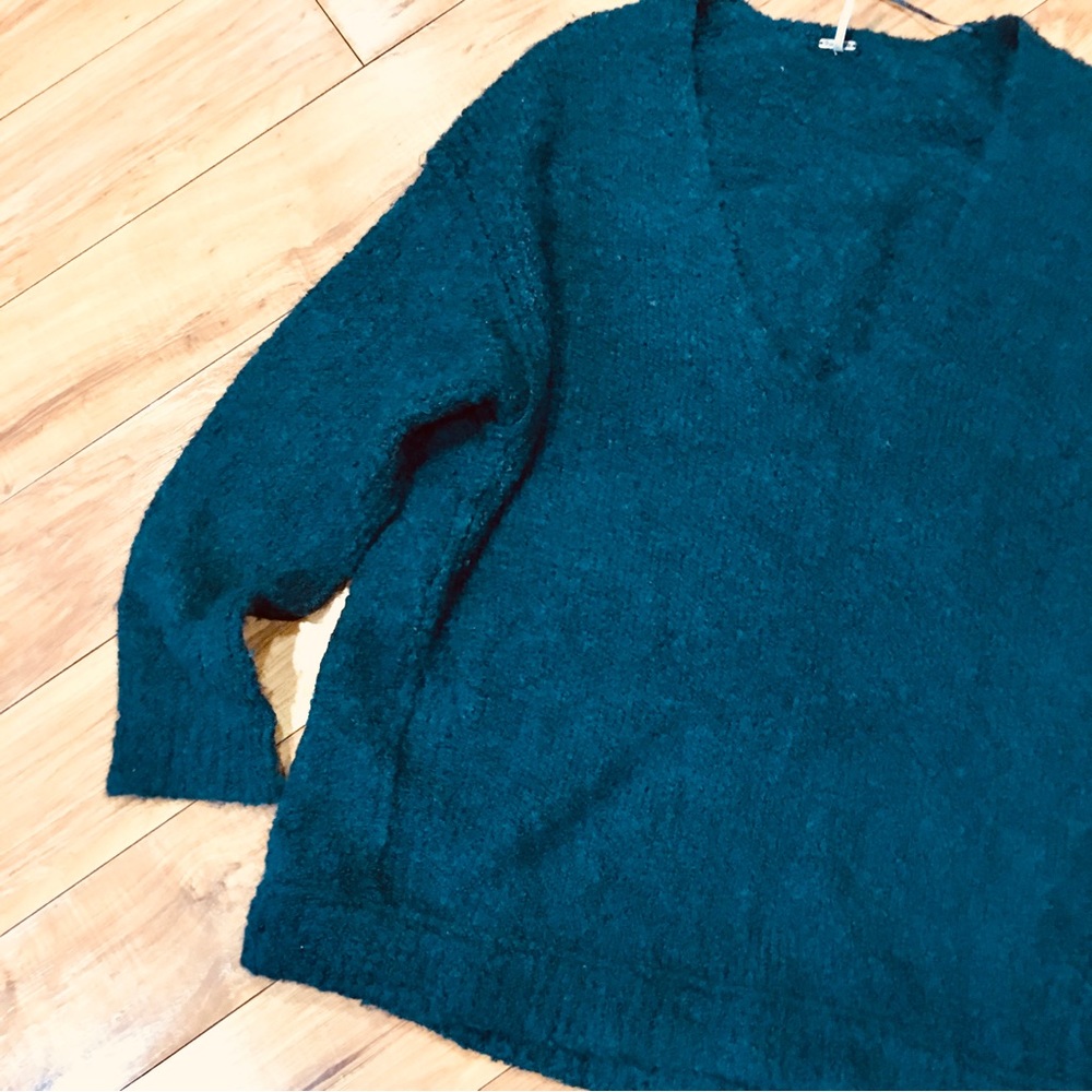 FP Free People hunter green cozy knit baggy style sweater Large winter